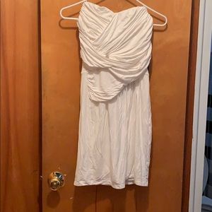 Strapless, white, glowing dress